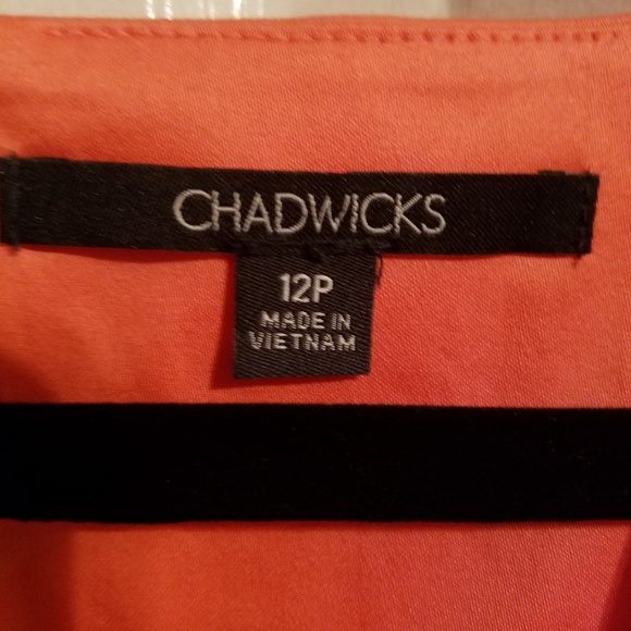 Chadwicks Tan and Coral Dress - Picture 2 of 3